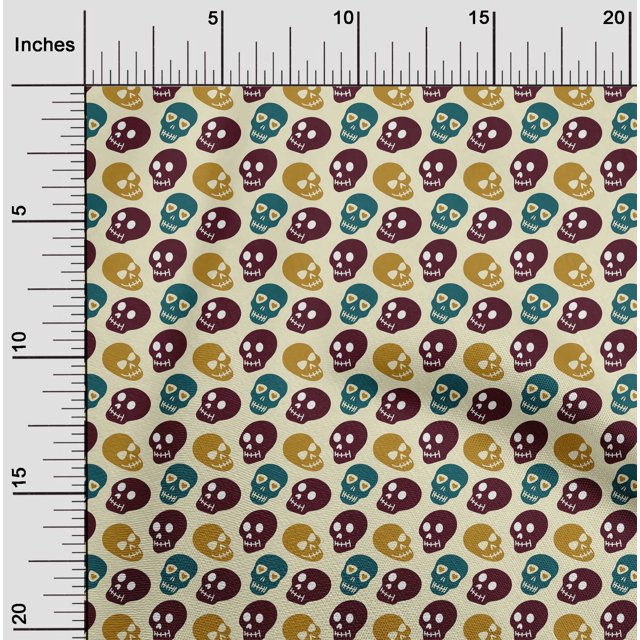 oneOone Silk Tabby Primrose Fabric Skull Craft Projects Decor Fabric Printed By The Yard 42 Inch Wide