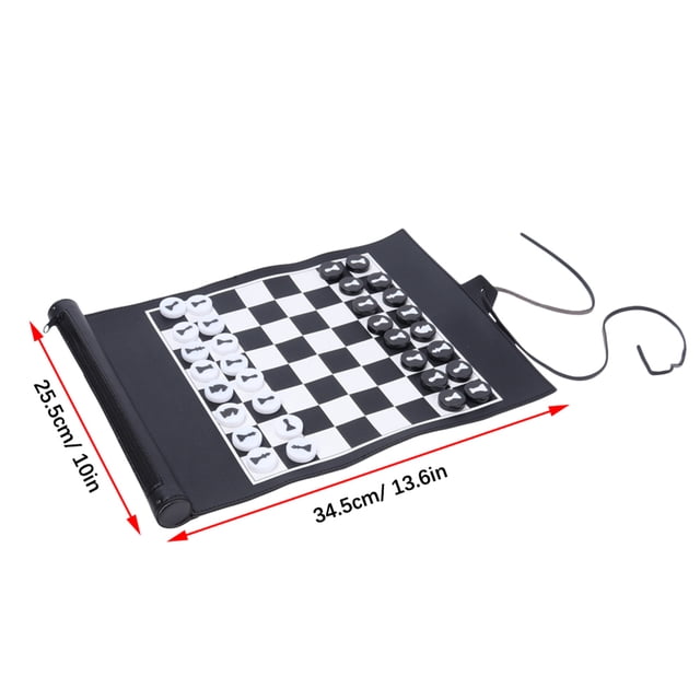 Juego de ajedrez Juegos de mesa de viaje portátiles Juego de ajedrez enrollable de cuero PU para niños y adultos