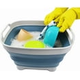thumbnail image 6 of ANDYYOUTING 7.5L (2 Gal) Collapsible Dishpan w/ Drain Plug - Foldable Washing Basin, Portable, Space Saving Kitchen Storage (Grey/Blue), 6 of 7