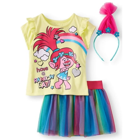 T-Shirt, Tutu Skirt, & Headband, 3pc Outfit Set (Toddler Girls)
