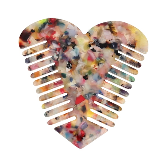 Unique Bargains 1 Pc Heart-shaped Hair Comb Multicolor Acetate Sheet