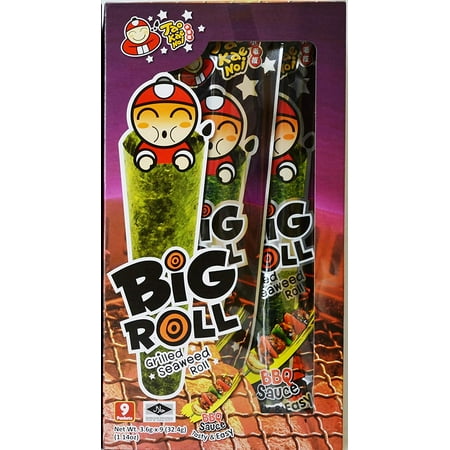 Big Roll Grilled Seaweed Roll 9 Packets Per Box, (32.4 g) - 3 Boxes (BBQ Sauce Flavour) Tao Kae
