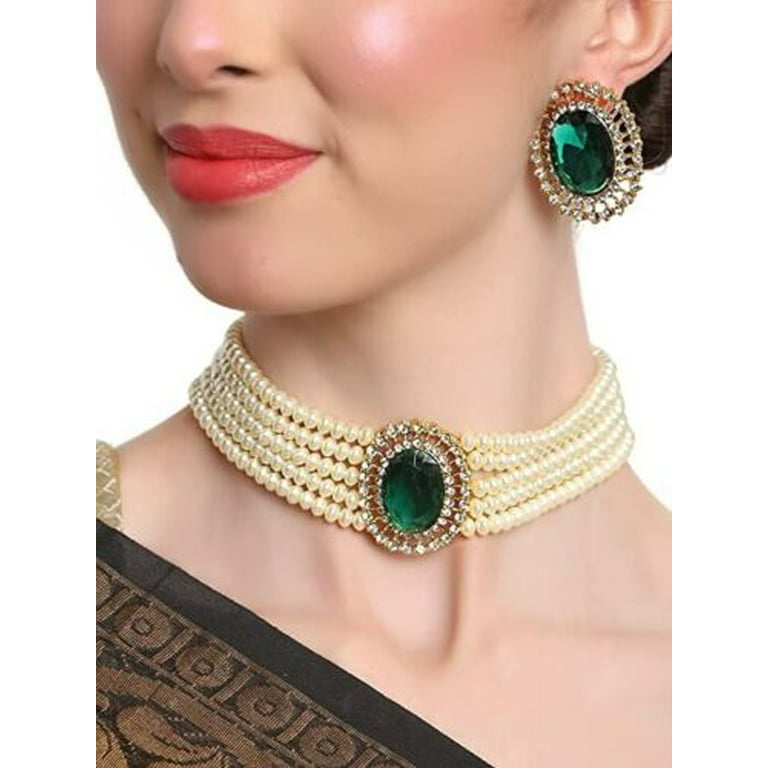 død vejr Uændret Indian Bollywood Gold Plated Fancy Choker Traditional Pearl Necklace  Fashion Jewellery Set for Women - Walmart.com