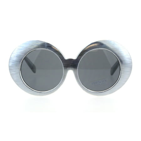 Childen Size Girls Mod Round Circle Lens Oval Thick Plastic Fashion Sunglasses Silver