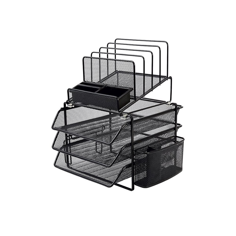 Staples All In One Wire Mesh Desk Organizer Black 29491