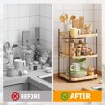 thumbnail image 5 of Fairy Kitchen Countertop Organizer, 3-Tier Wood and Metal Shelf, 11.8"x11.8"x19" for Home & Office, 5 of 8