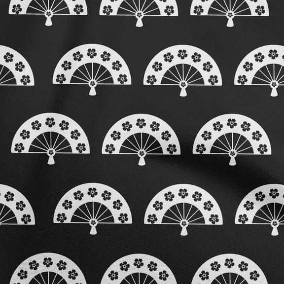 oneOone Polyester Spandex Black Fabric Asian Japanese Dress Material Fabric Print Fabric By The Yard 56 Inch Wide