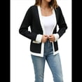 thumbnail image 1 of Suéter Tipo Cárdigan Abierto con Ribete para Mujer, Cárdigan de Punto de Larga, Informal, para Otoño e Invierno Negro S, 1 of 10