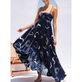 thumbnail image 5 of Women Graphic Maxi Dress Spaghetti Strap Floral Boho Long Dress Flowy Summer Holiday Beach Dress Hidden Blue Flowers S, 5 of 7