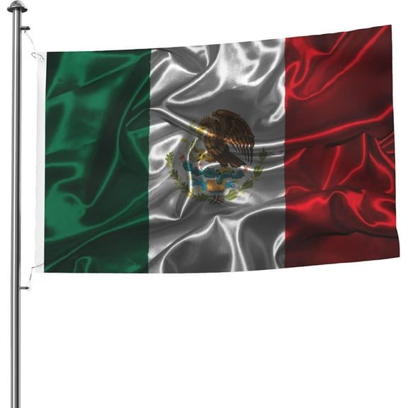 Silk Style Flag Of Mexico Flag 5x8 Ft Heavy Duty Durable Double-Sided Outdoor Decorative Banner Home Patio Flags Yard Welcome Flag