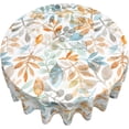 thumbnail image 5 of Autumn Fall Round Tablecloth 60 Inch Thanksgiving Tablecloth Watercolor Fallen Leaves Decorative Table Cloth with Waterproof Polyester for Holiday Kitchen Dining Room Outdoor Patio Party, 5 of 6
