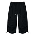 thumbnail image 4 of Women's Capri Cargo Pants, Elastic Waist Cropped Hiking Pants for Women, Lightweight Quick Dry Jogger Trousers with Multi Utility Pockets, Adjustable Capri Length Streetwear Travel Pants Black XXXL, 4 of 9