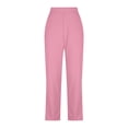 thumbnail image 5 of Womens Casual Wide Leg Pants with Pockets, High Waist Flowy Trousers for Office Work or Travel Lightweight Comfy Lounge Bottoms, 5 of 6