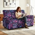 thumbnail image 3 of SCRAWLGOD Boho Paisley Flower Print Recliner Loveseat Slipcovers Non Slip 6 Piece Recliner Cover Stretch Anti Scratch Reclining Cover, 3 of 8