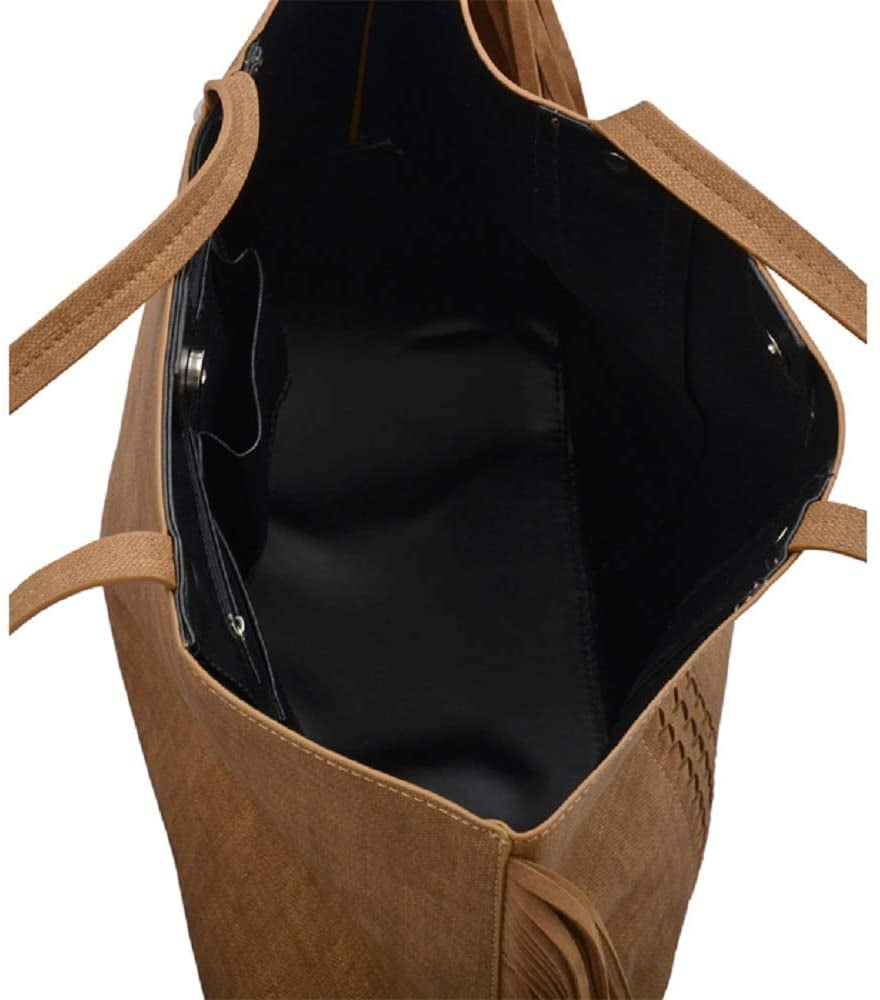 Showman 3D Angel Ranch Tan Brown Braided Leather Fringe Deep Duffel Bag Handbag Purse