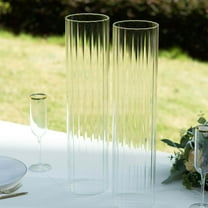 BalsaCircle 20" Clear 2 Ribbed Candelabra Candle Holder Glass Shades Wedding Party Decorations