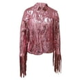 thumbnail image 2 of Gupgi Women Sparkly Sequins Jacket Shiny Glitter Open Front Tassel Fringe Coat Disco Jacket, 2 of 9