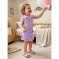 thumbnail image 6 of BemeyourBBs Toddler Baby Girl Summer Clothes Little Baby Girl Summer Outfits Ribbed Knit Turn Down Collar Sleeveless Tank Vest Tops Bowknot Print Skort Shorts Skirt Set, 6 of 9
