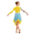 thumbnail image 2 of inlzdz Robe de Danse Imprimée pour Filles Manches Longues Bloc de Couleur Asymétrique Liturgique Église Jaune 8, 2 of 5