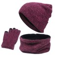 thumbnail image 1 of Traje cálido de terciopelo de tres piezas, gorro de invierno, bufanda y guantes para pantalla táctil., 1 of 6