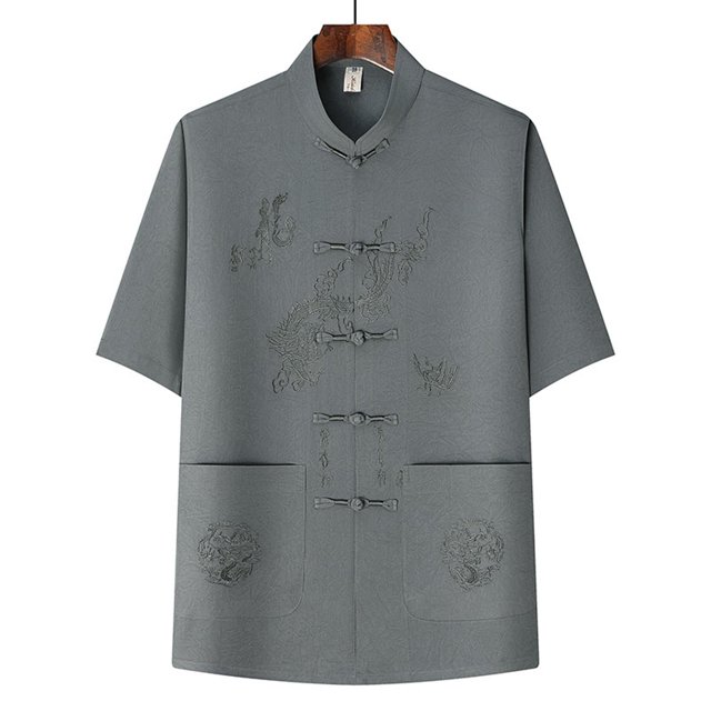 pstuiky camisetas para hombre, Camisa informal de manga corta, cuello alto, lisa y cómoda para hombre camisetas de hombre m