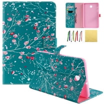 Galaxy Tab A 8.0 2018 Case, Allytech PU Leather Flip Foilo Stand Case Cover with Credit Card Slots & Strong Magnetic Clasp for Samsung Galaxy Tab A 8.0 (Model: SM-T387), Green Flower