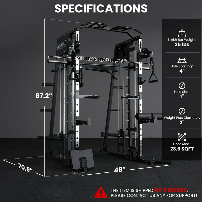 Mikolo Smith Machine, 2000 lbs Squat Rack, Red Training Equipment