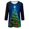 thumbnail image 4 of Promotions d'Été! Aqestyerly Haut de Noël pour Femmes Liquidation Mode Féminine Manches Trois-Quarts Col Rond Rétro Imprimé de Pâques Blouse Ample, 4 of 4