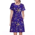 thumbnail image 1 of Disketp blue purple Snowflake para Vestido de Manga Corta para Mujeres, Vestidos de Verano para Mujeres, Casual y Holgado para la Playa, 1 of 6