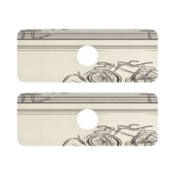 Bikes Pattern Quick Dry Silicone Algae Faucet Pad 14.7x5.4in 2 Pack Absorbent Mat for Kitchen Sink, Bathroom Countertop