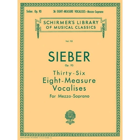 36 Eight-Measure Vocalises, Op. 93 : Schirmer Library of Classics Volume 112 (Paperback)