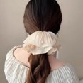 thumbnail image 3 of mdesiwst Hair Tie Imitation Pearls Large Elastic Hair Band Double Layer Soft Fabric Hair Scrunchie Hair Accessories, 3 of 5