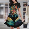 thumbnail image 2 of Abstract Floral Bloom Women's Classic Swing Skater Dress Casual Work Party Cocktail Dresses, 2 of 6