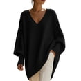 thumbnail image 2 of SeekIslan Women's Sweaters with V Neck Long Sleeve Loose Knit Poncho Pullover, 2 of 7