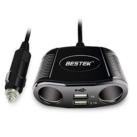 BESTEK 150W 2-Socket Cigarette Lighter Power Adapter DC Outlet Splitter 3.1A Dual USB Car Charger for iPhone X/8/7/6s/6 Plus, iPad, Samsung Galaxy S6/S6 Edge and