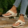 thumbnail image 4 of RUIYANQI Women's Thong Sandals Perforated Design Comfortable Flat Shoes Adjustable Buckle Summer Beach Footwear Trendy Outdoor Walking Sandals Beige Women Sandal, 4 of 9
