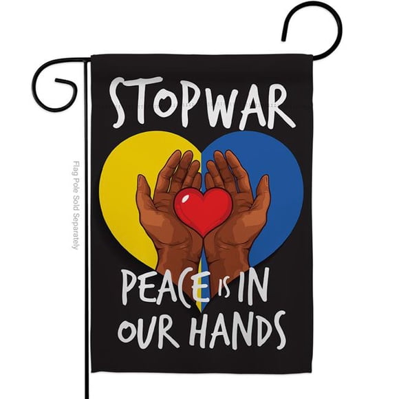 USA Decoration G170271-BO Stop War Peace our Hands Support Cause 13 x 18.5 in. Double-Sided Decorative Vertical Garden Flags for House Decoration Banner Yard Gift