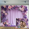 thumbnail image 4 of Purple Flower Wall Background Photography Lavender Backdrop for Parties Wedding, Girls Birthday Princess Weeding Bridal Shower Purple Floral Anniversary Ceremony Decor, 4 of 7