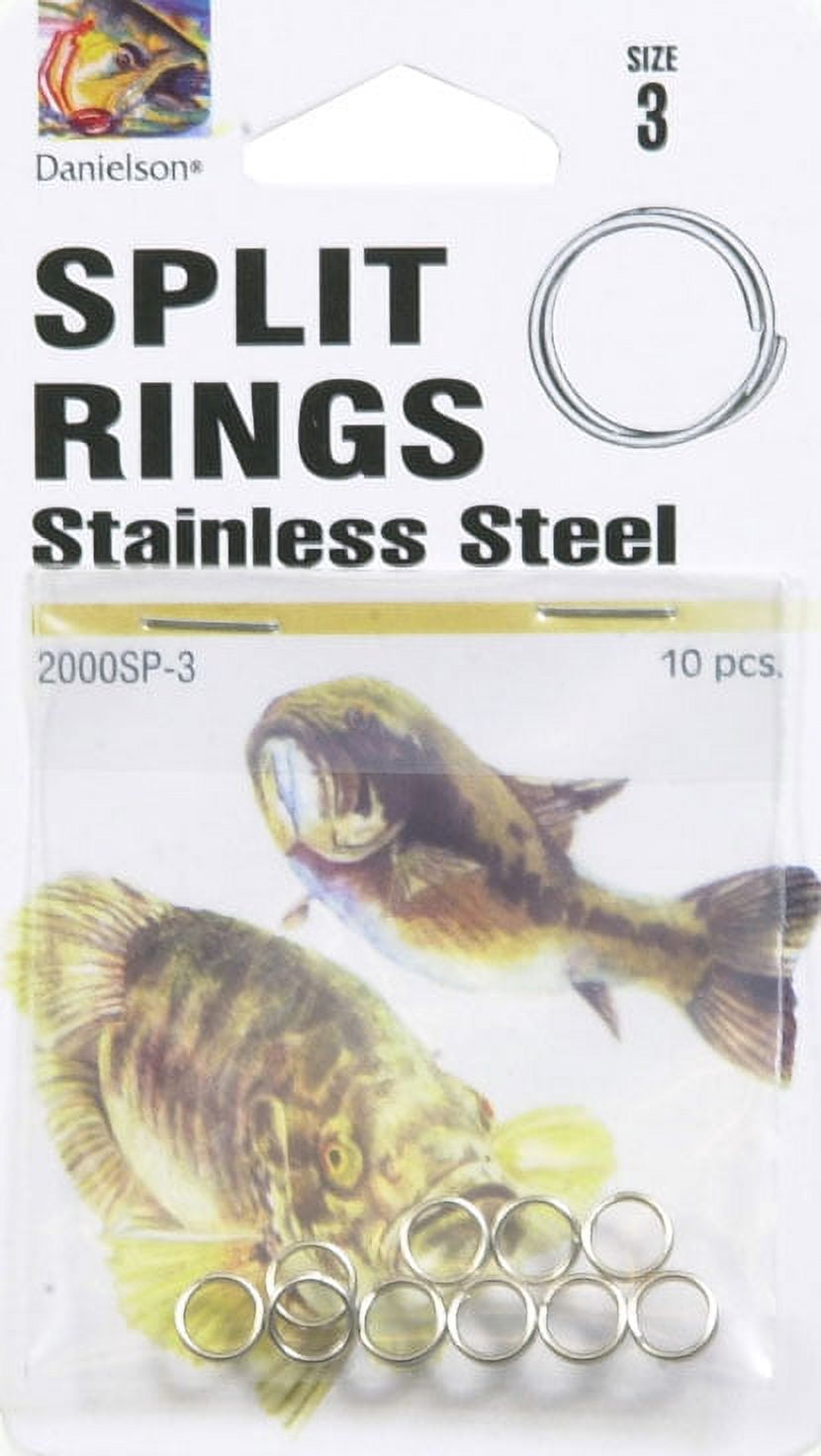Danielson Split Ring Fishing Tackle, Size 3, 10-pack