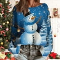 thumbnail image 2 of yardsong Pullover Boat Neck for Women - Christmas Holiday Xmas Long Sleeve Snowflakes Snowman Print Imitation Knit Sweater Top Multicolor,S, 2 of 5