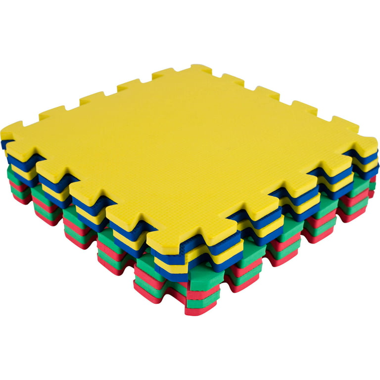Stalwart Multi-Color EVA Foam Exercise Mat, 8 Piece Yellow