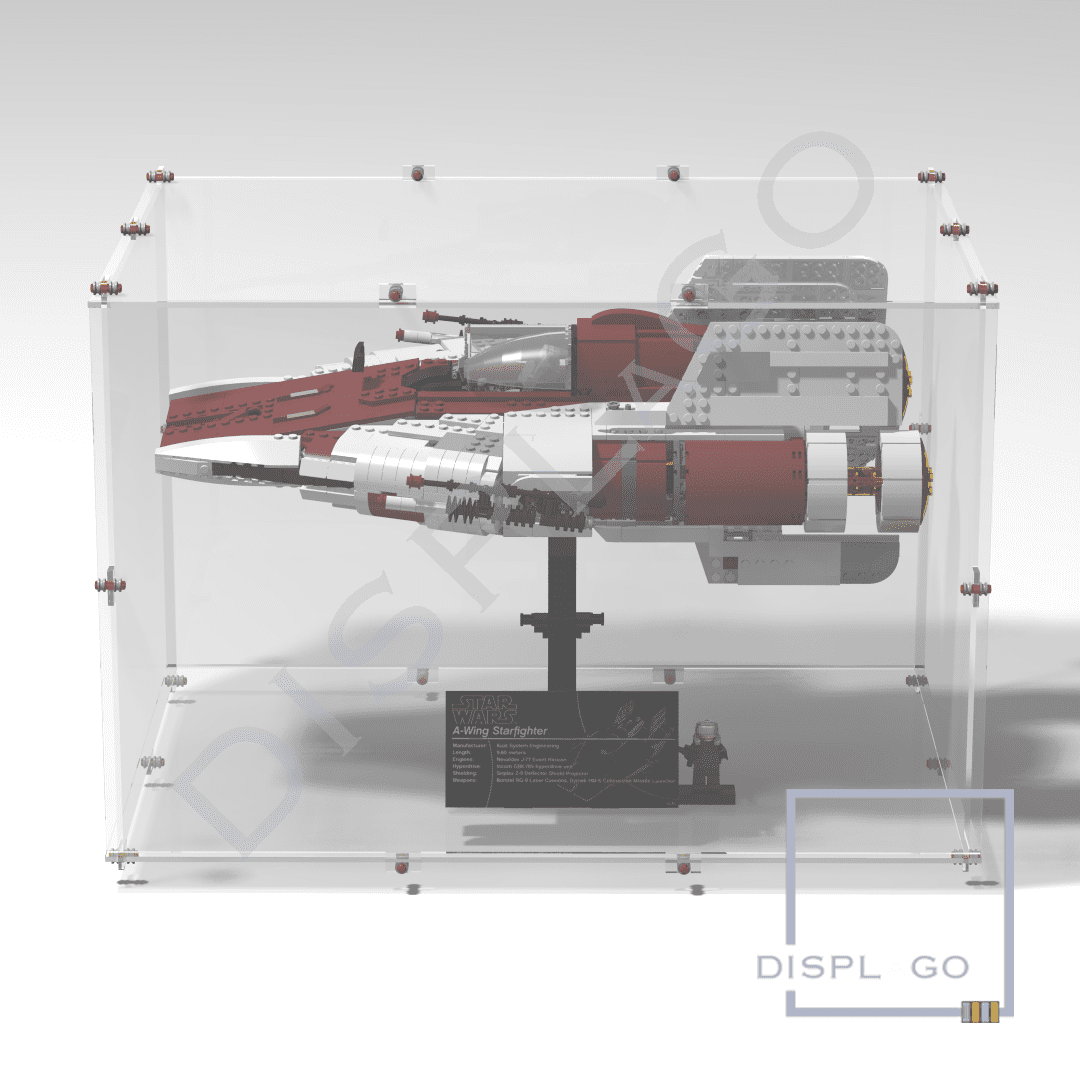 Display Case for LEGO® #75275 UCS A-Wing. Display case for minifigures. Star Wars® display case. Compatible LEGO® display