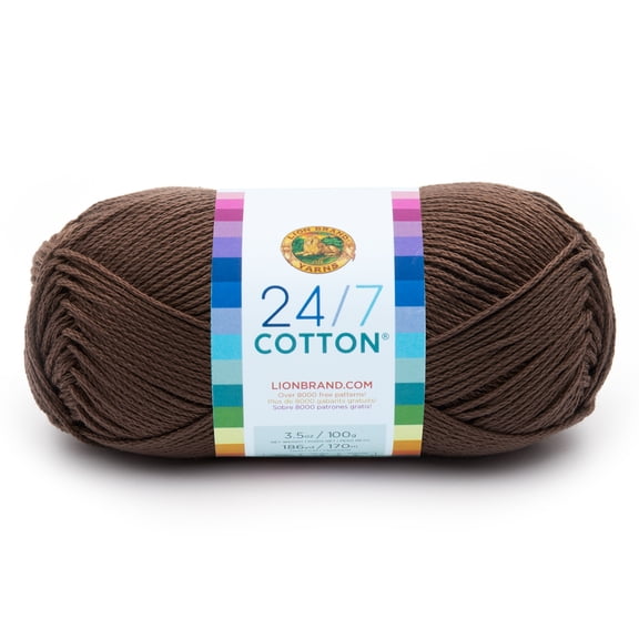 Lion Brand Yarn 24-7 Cotton Café Au Lait 761-126AA Medium Mercerized Cotton 185 Yards 3.5oz Yarn