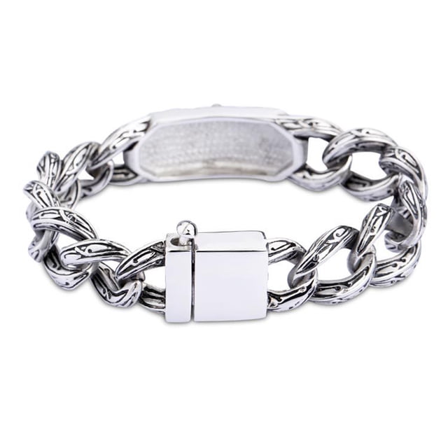 Qarigey Joyería masculina Vintage, cadena de eslabones curvos de 17MM, de acero de titanio para hombres, brazalete de estilo Retro genial, Ropa, zapatos y accesorios Miscelánea Qarigey AP014769-01