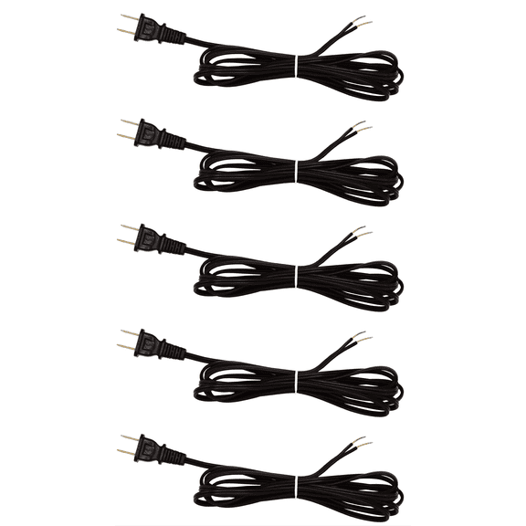 Creative Hobbies Black Lamp Cord, 8 Foot Long, Replacement Lamp Cord Lamp Repair Part, 18/2 SPT-1 Wire, UL Listed (5)