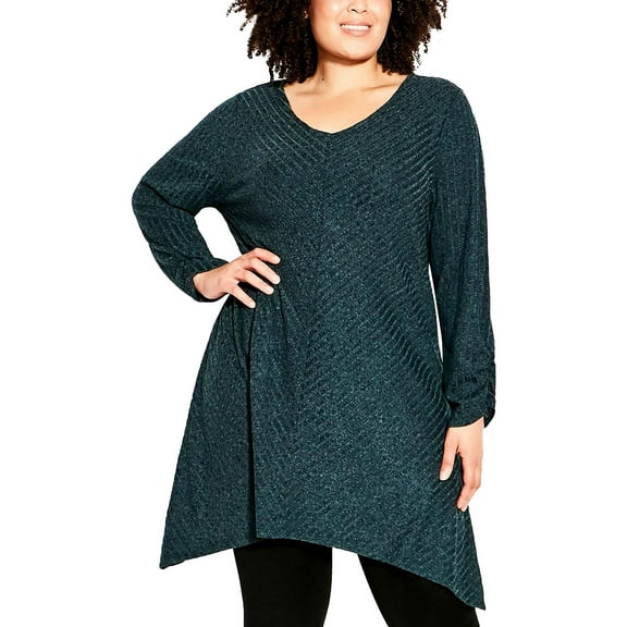 Arna York Womens Striped V-Neck Tunic Top