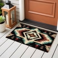 thumbnail image 4 of 2x3 Ft Entryway Area Rug, Boho Brown Teal Red Kitchen Rug Runner Washable Floor Mat, Southwestern Geometric Abstract Vintage Non Slip Indoor Door Mat Throw Carpet for Bathroom Living Room Bedroom, 4 of 8