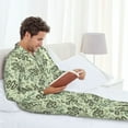 thumbnail image 6 of Naloa Green Snake Men’s Pajamas Set - Long Sleeve Button Down Sleep Shirt and Pajama Bottoms Sleepwear Set-Medium, 6 of 7