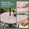 thumbnail image 5 of Round Outdoor Tablecloth with Umbrella Hole and Zipper, Farmhouse Flower Tablecloth with Elastic Waterproof, Botanical Vintage Coral Red Leaf Plant Patio Table Covers for 45" - 54" Pool Tables, 5 of 9
