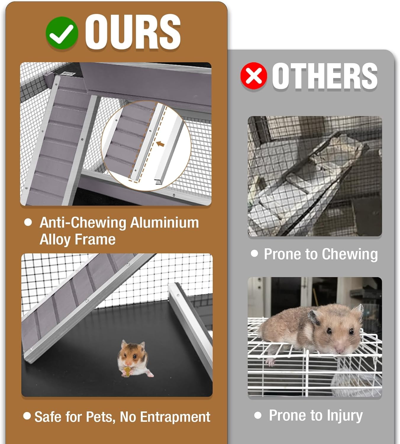 Aivituvin Large Ferret Cage  5 Levels Chinchilla Cage with Wheels  Wooden Rat Cages Upgrade Metal Frame Guinea Pig House for Indoor Outdoor